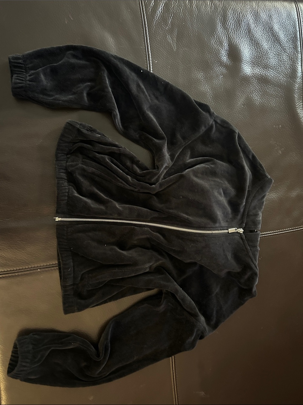 Garage Black Velour Zip-Up Jacket